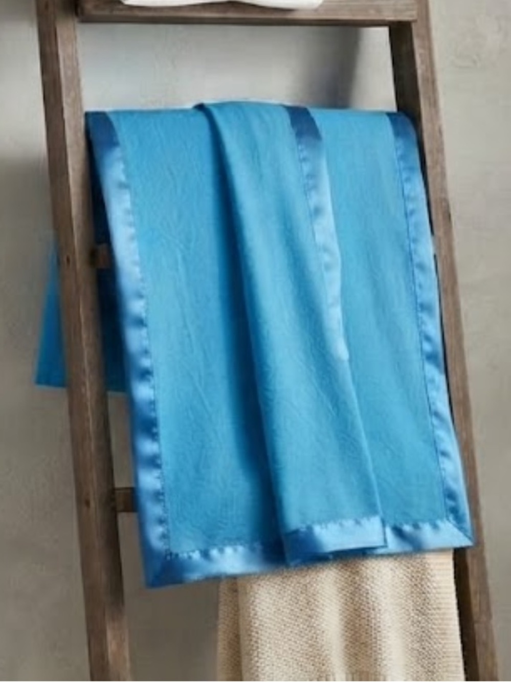 Vintage Faribo Bright Blue Wool Throw Blanket